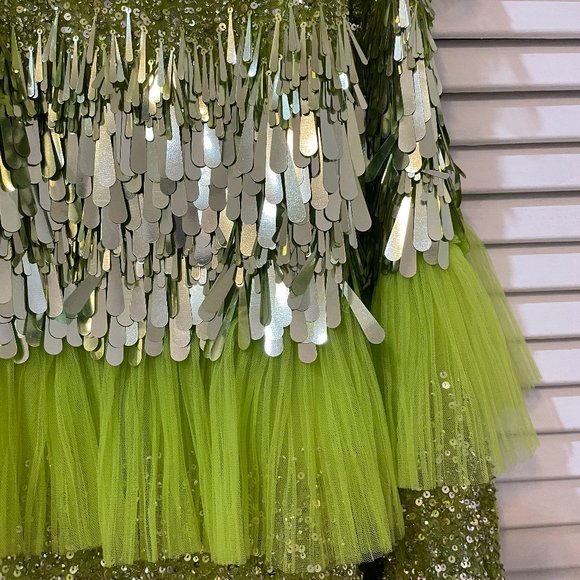 LIKE NEW Evening Gown statement couture neon green by Georges Hobeika - Picture 6 of 13